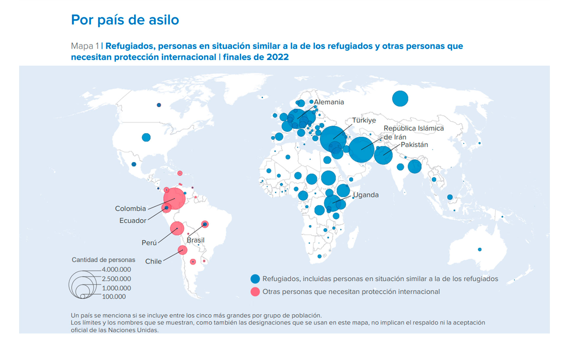 El detalle discriminado por país de asilo (ACNUR)
