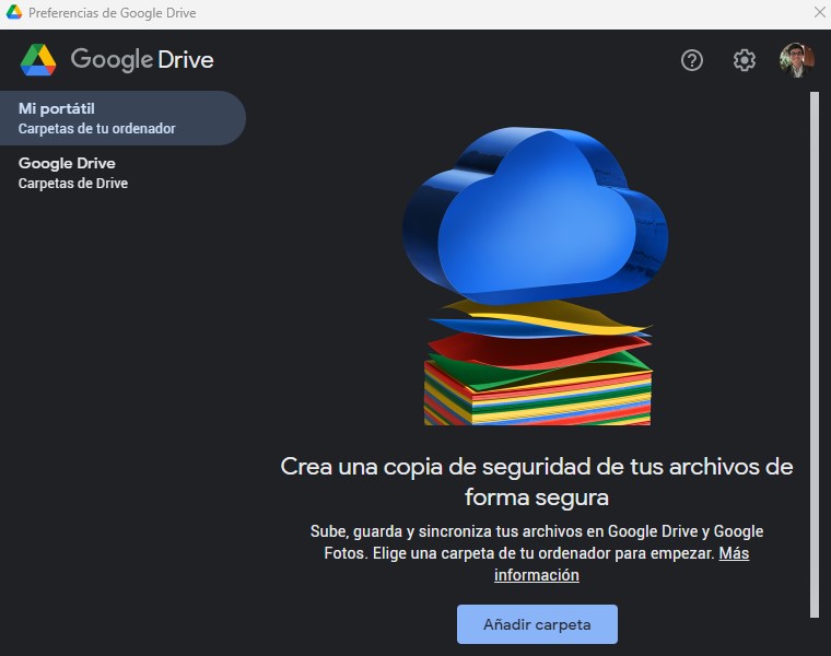 Sincronización de Google Drive con el almacenamiento de un computador. (Captura)