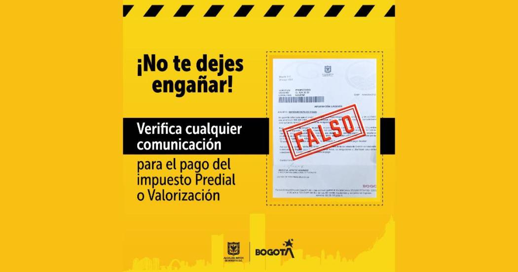 Advierten sobre falsos cobros del impuesto predial y de valorización con el que estarían estafando en Bogotá