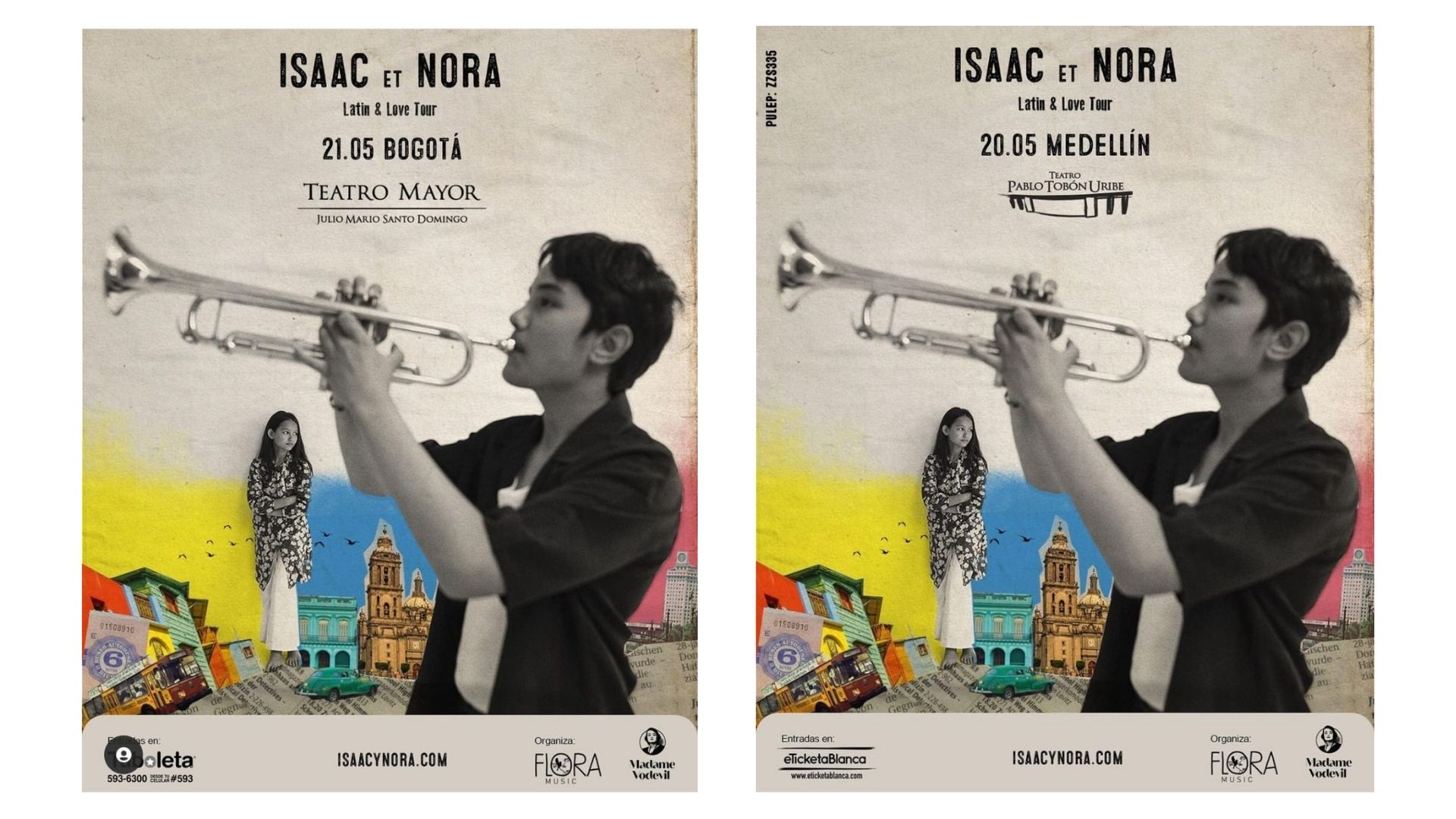 Les enfants français Isaac et Nora se produiront le 20 mai à Bogotá au Teatro Mayor Julio Mario Santo Domingo et le 21 mai à Medellín au Théâtre Pablo Tobón Uribe.  Tiré d'Instagram @isaacynora