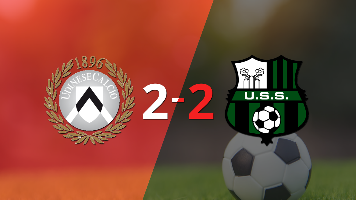Udinese y Sassuolo sellaron un empate a dos