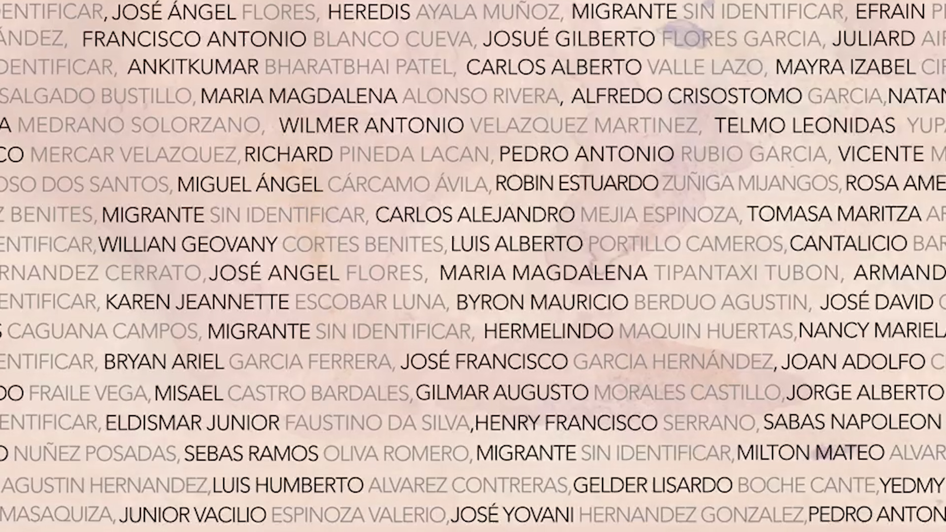 Nombres de los migrantes que fueron asesinado en la conocida "Masacre de San Fernando".