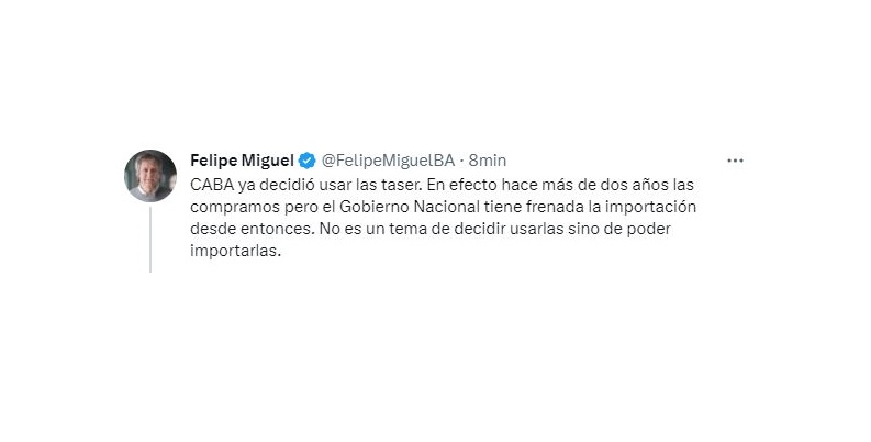 Felipe Miguel, jefe del gabinete porteño, utilizó las redes sociales para contestarle a Patricia Bullrich