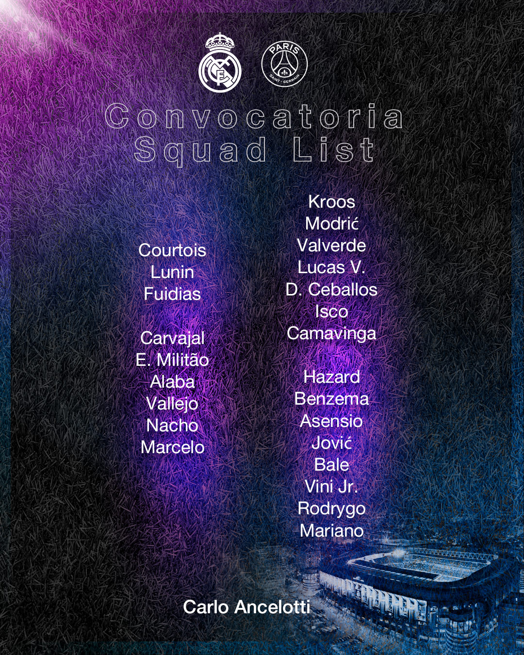 Lista de convocados de Real Madrid para vuelta con PSG por Champions League 2022.