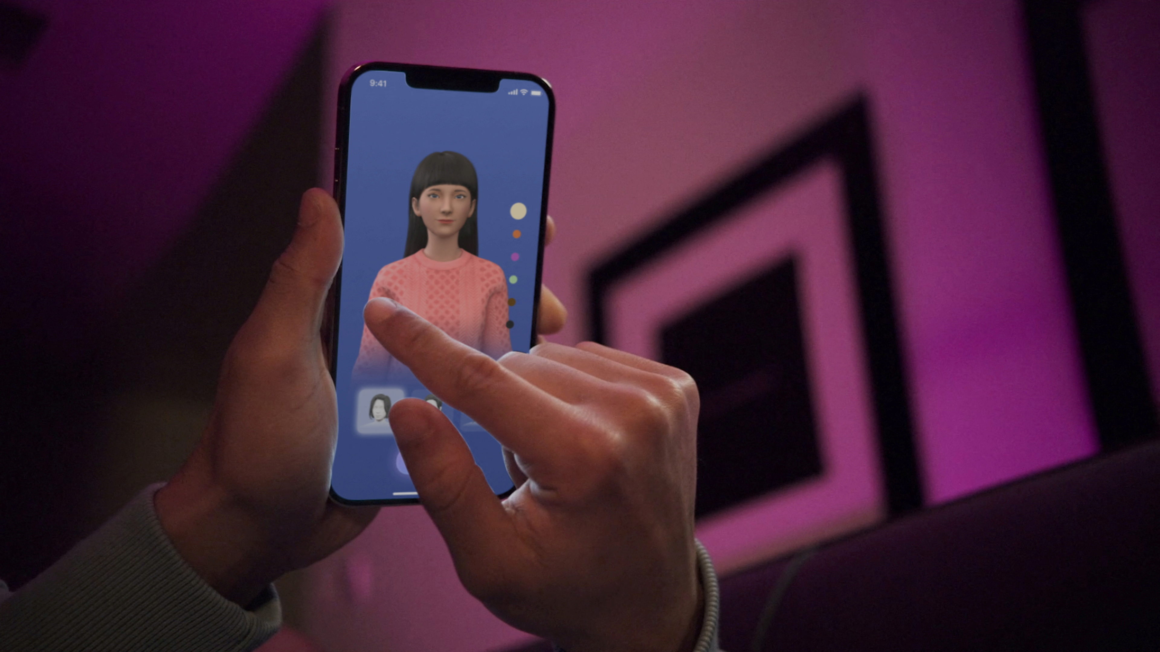 FILE PHOTO: US startup Replika shows a user interacting with a smartphone app to customize an avatar for a personal AI chatbot (Reuters)