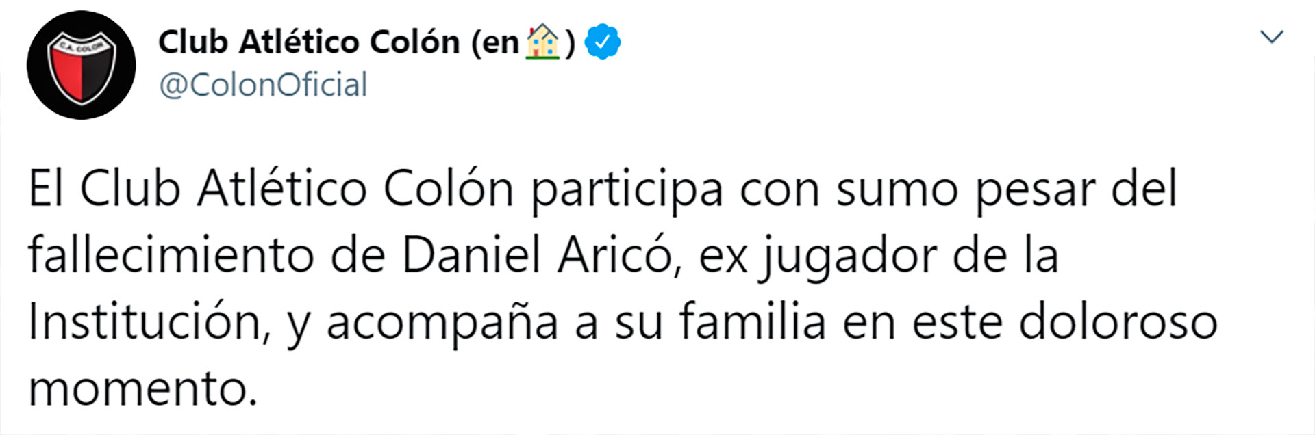 El mensaje de Colón por la muerte de Aricó