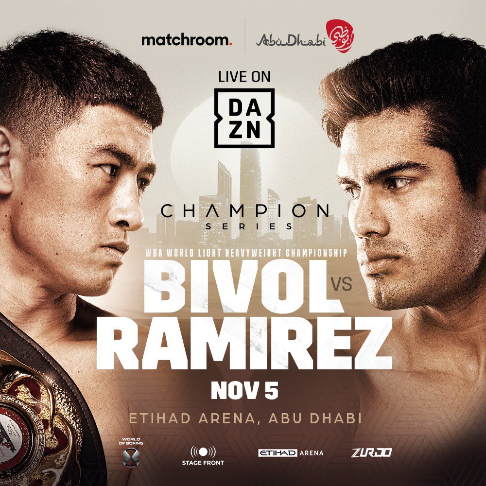 Cartel oficial de la pelea de Bivol contra el Zurdo Ramírez (Foto: Twitter/ @MatchroomBoxing)