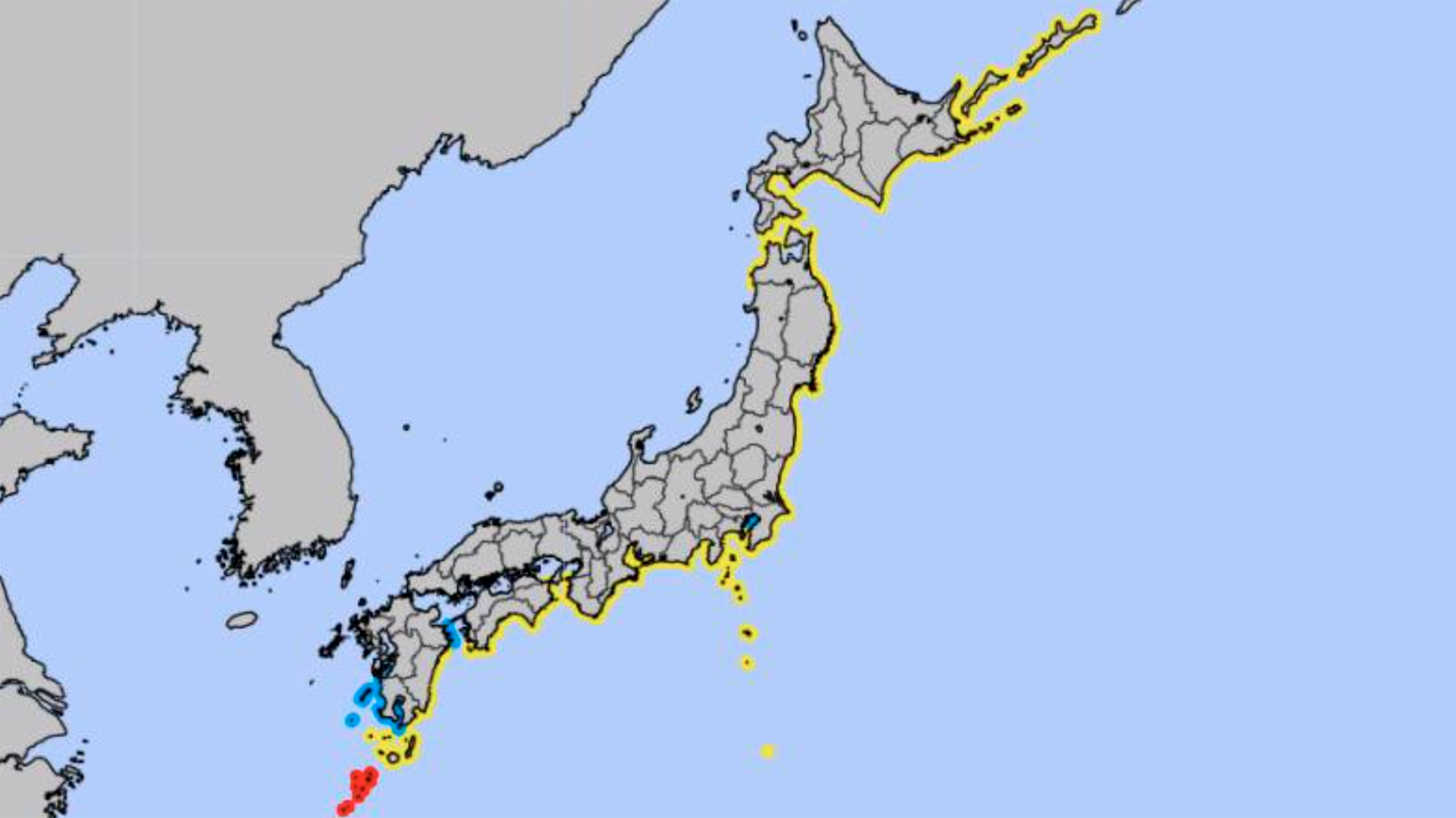 Imágenes del servicio meteorológico de Japón sobre la alerta de Tsnuami tras la erupción en Tonga (JAPAN METEOROLOGICAL AGENCY)