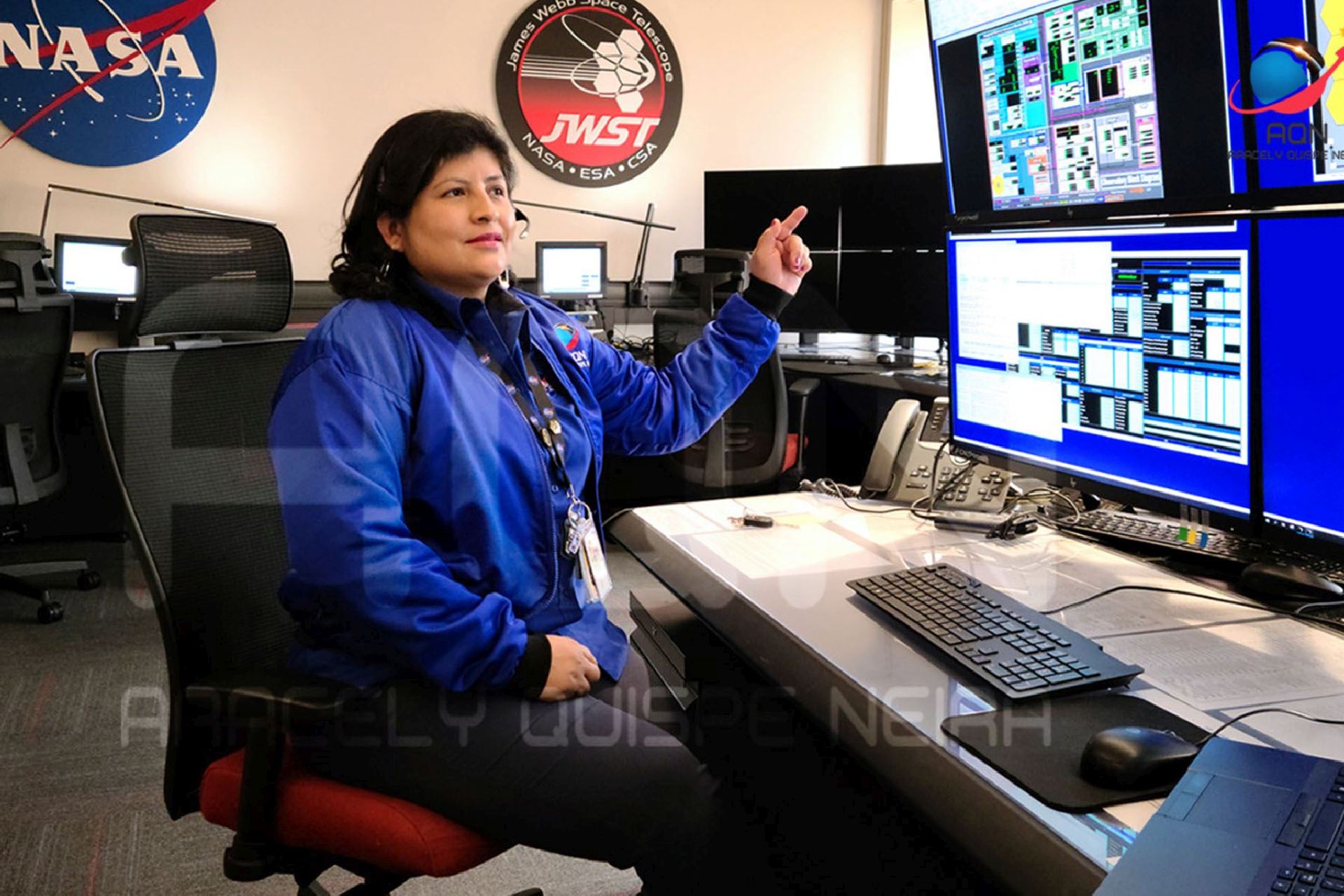 Aracely Quispe comandando una misión de la NASA. Foto: AQN