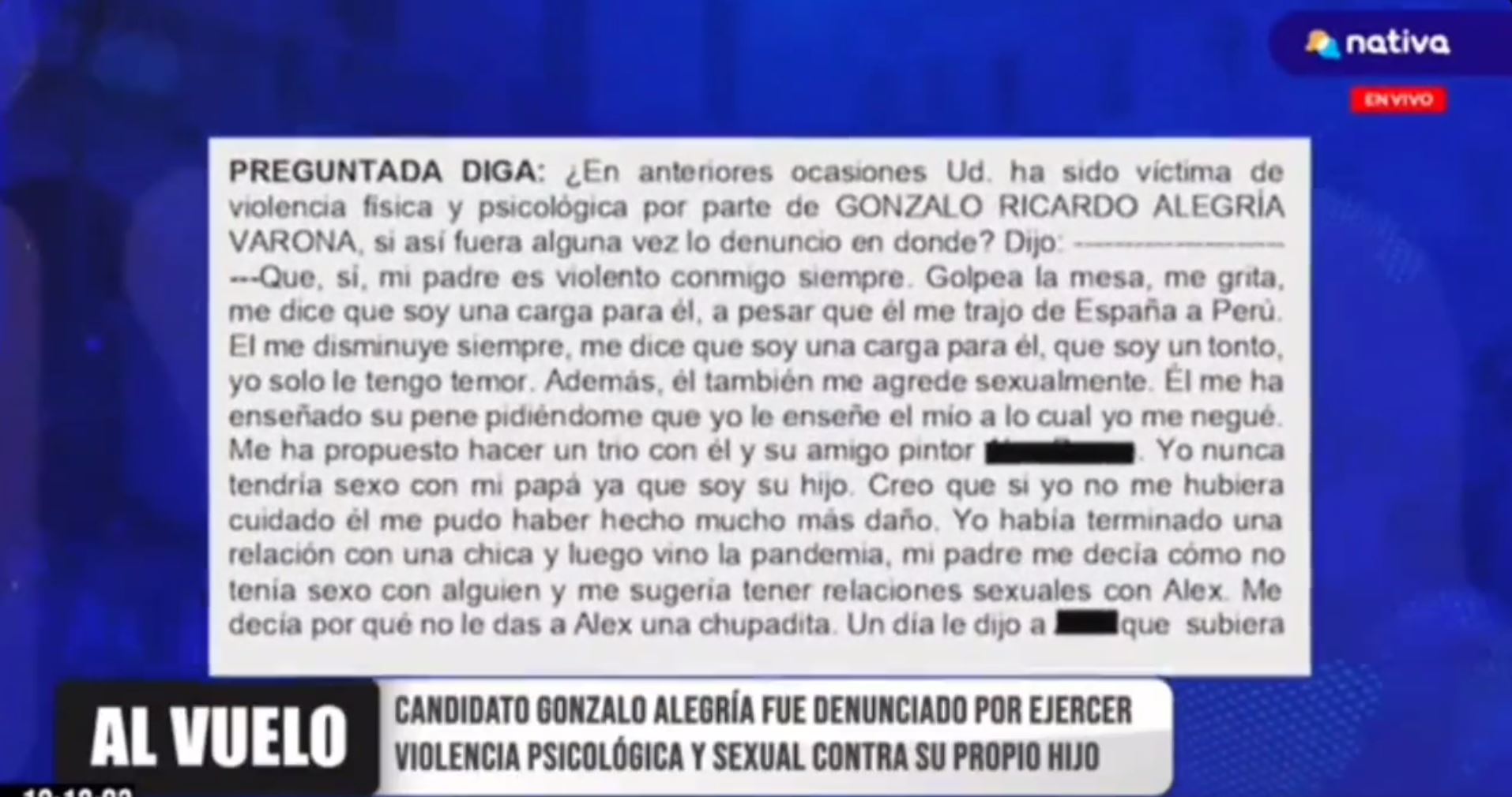 Gonzalo Alegr a candidato a Lima fue denunciado por su propio