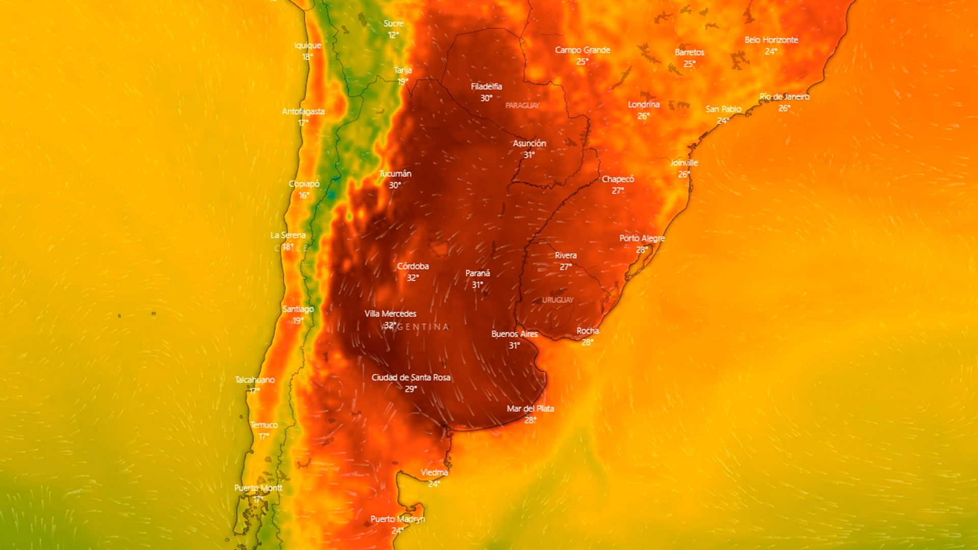 La ola de calor extremo que se avecina en el país, según una de las plataformas que miden la evolución del clima