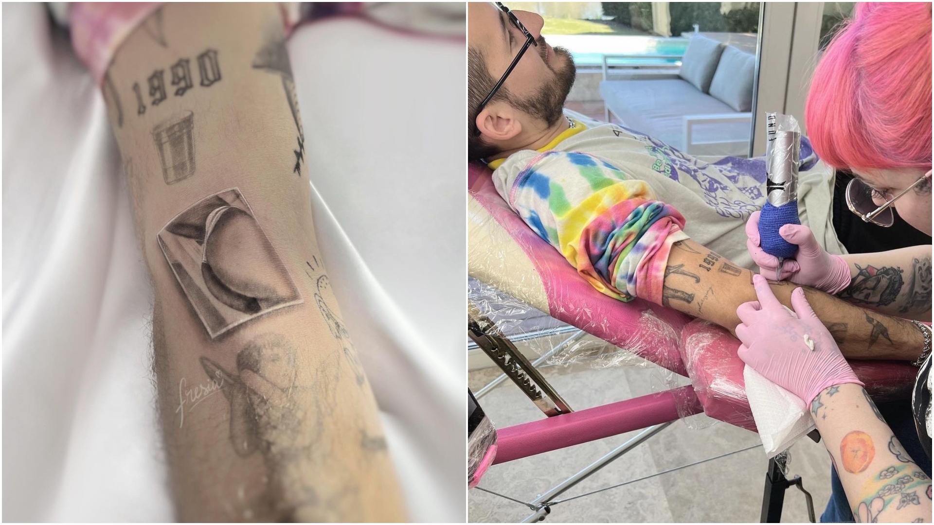 Ricky Montaner se tatu la cola de Stefi Roitman (Instagram: @fresia.tattoo)