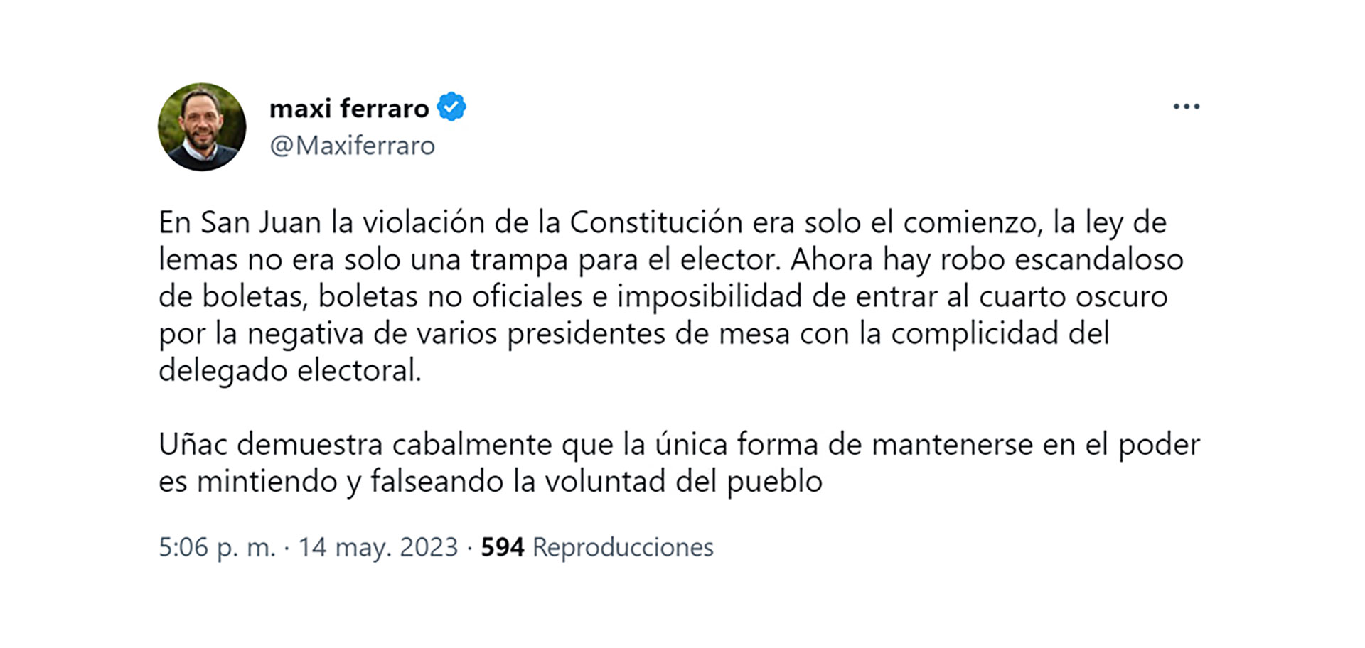 Maximiliano Ferraro was one of the deputies who denounced the theft of ballots in the San Juan elections