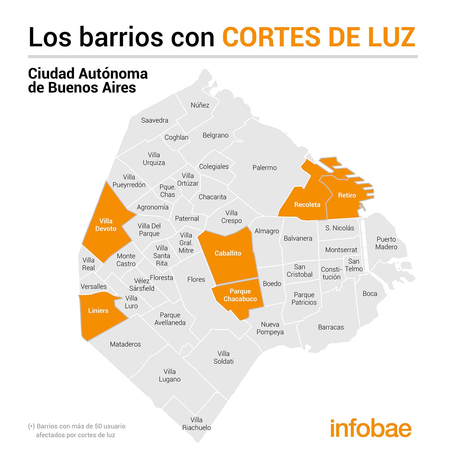 Los barrios porteños donde se registraban fallas