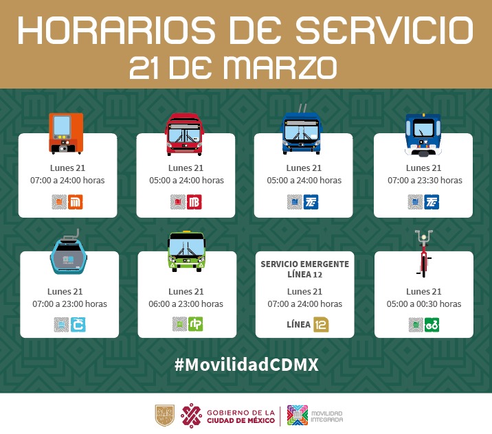 CDMX: cuáles serán los horarios del Metro, Metrobús y Tren Ligero para el  21 de marzo - Infobae