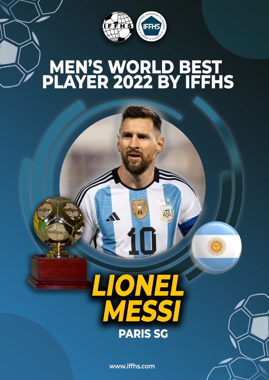 La imagen de la IFFHS para hacer oficial la elección de Lionel Messi como el mejor jugador de 2022
