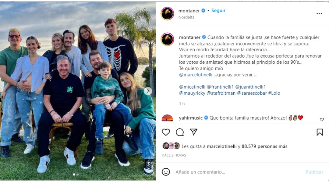 Ricardo Montaner dedicated a loving message to the Tinellis after hosting the barbecue