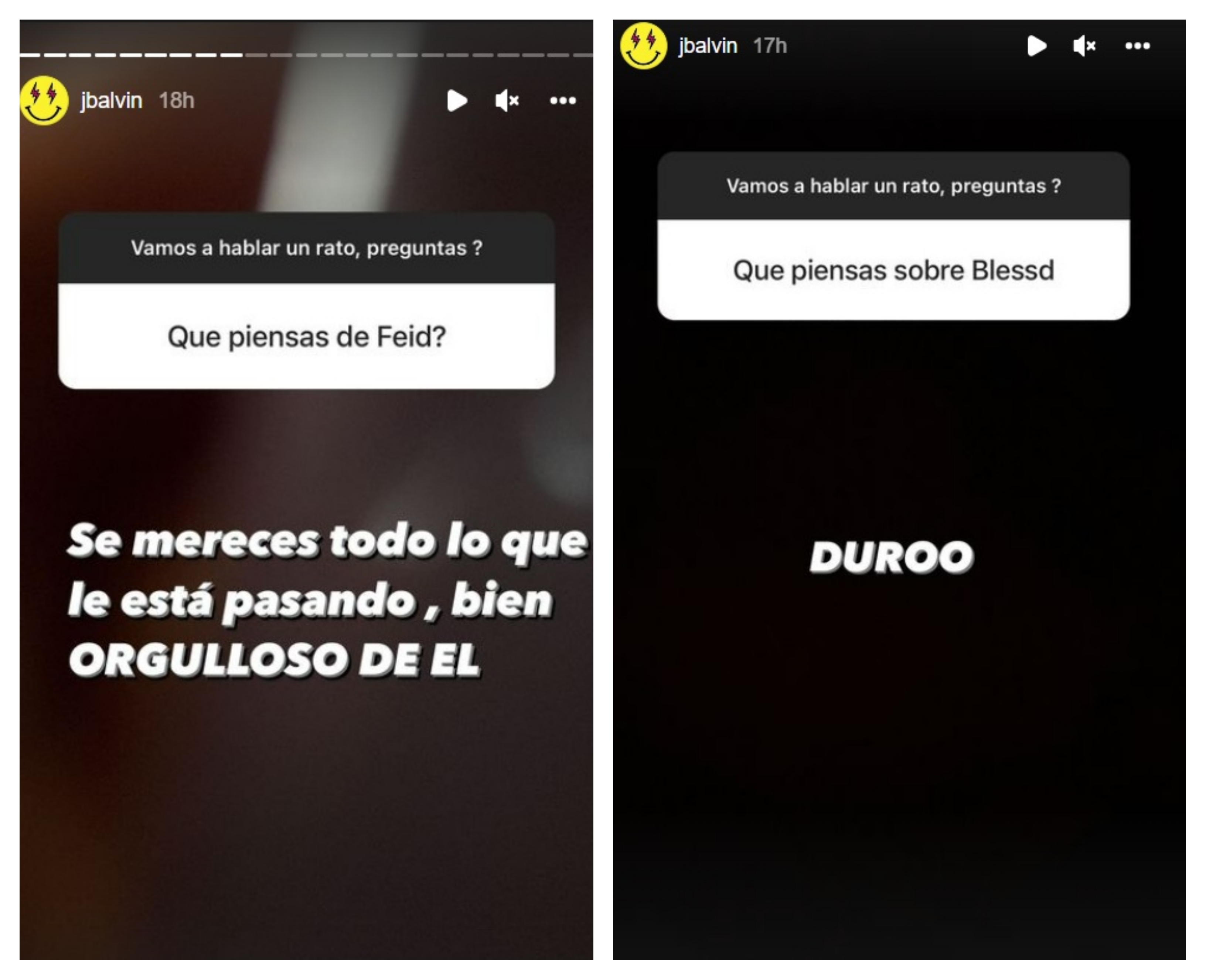 J Balvin revela lo que piensa de Feid, Karol G y Blessd. Foto: Instagram @jbalvin
