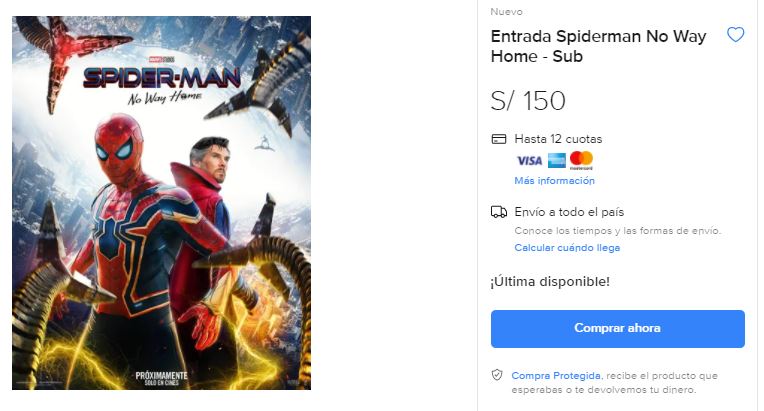 Spider-Man: No Way Home: revendedores multiplican a más del 100% el precio  de las entradas de Cineplanet y Cinemark - Infobae
