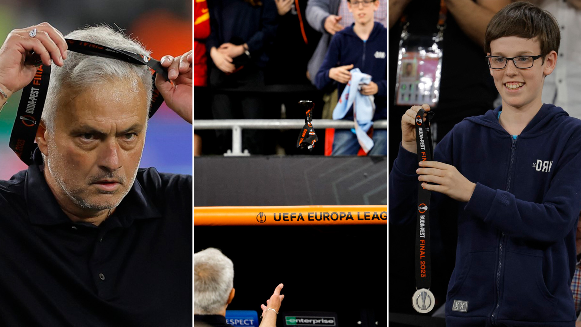 José Mourinho se sacó la medalla de plata y se la regaló a un aficionado de la Roma: “No la quiero, yo solo me quedo con las de oro”
