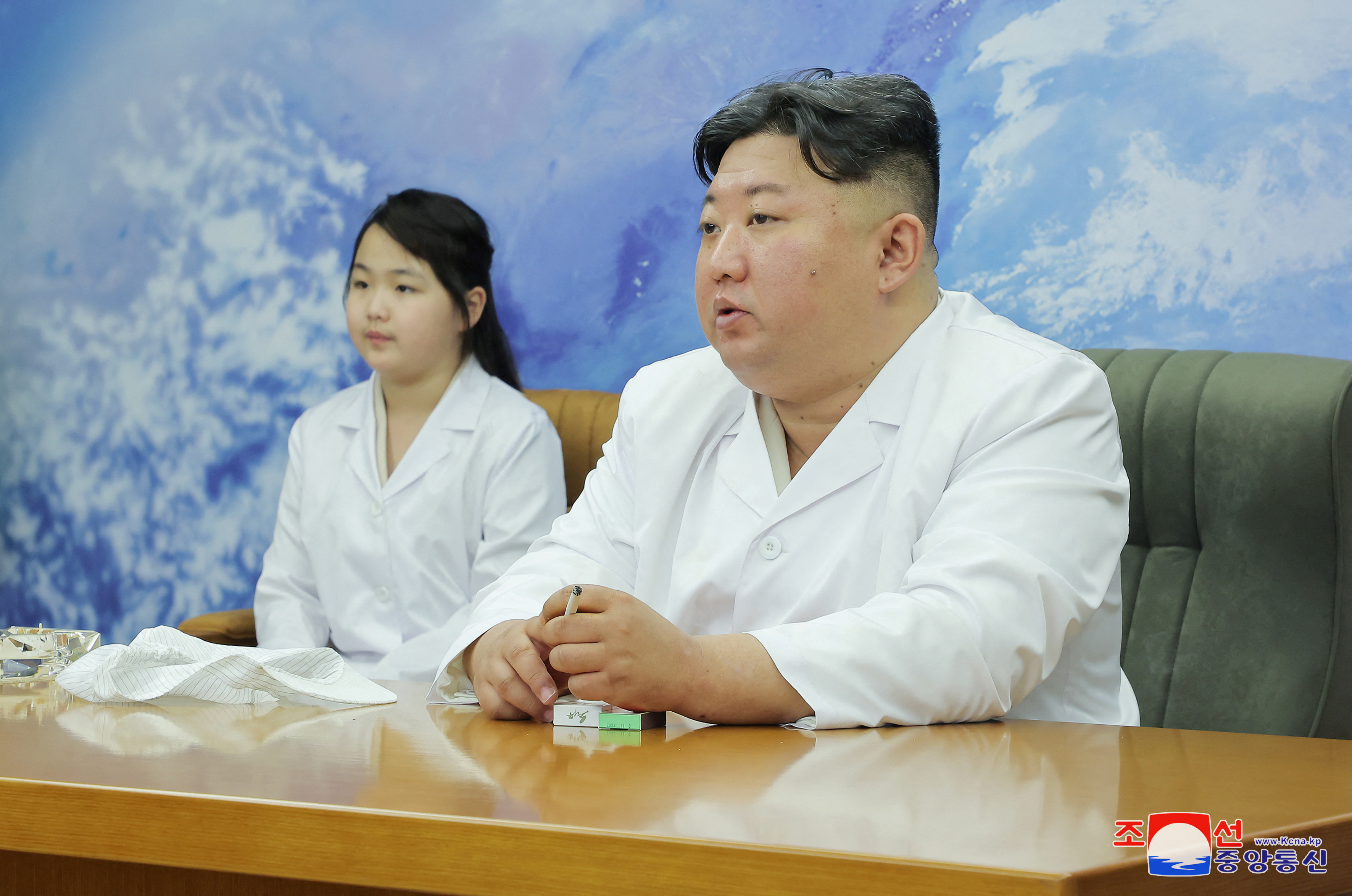 North Korean dictator Kim Jong-un and his daughter Kim Ju-ae (KCNA/Reuters)