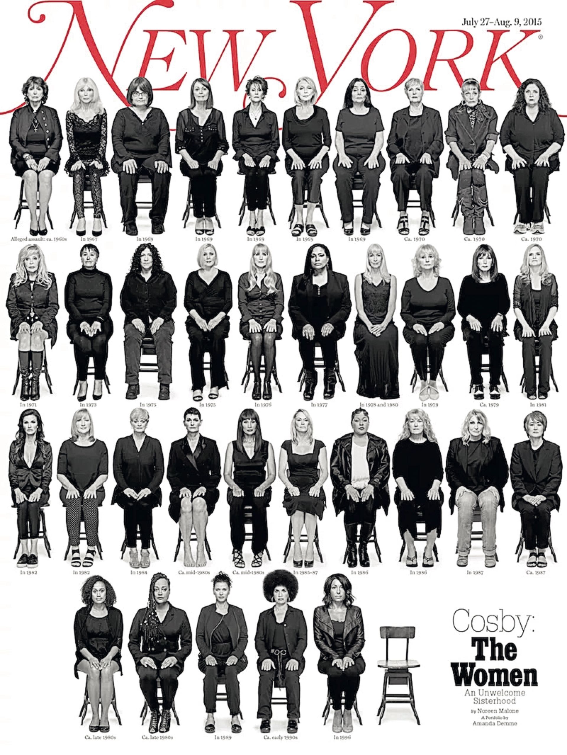 La tapa de la revista New York en 2015 con 35 mujeres que acusaban a Bill Cosby por violación, hizo dar un vuelco a la opinión pública estadounidense, que hasta entonces dudaba sobre las acusaciones