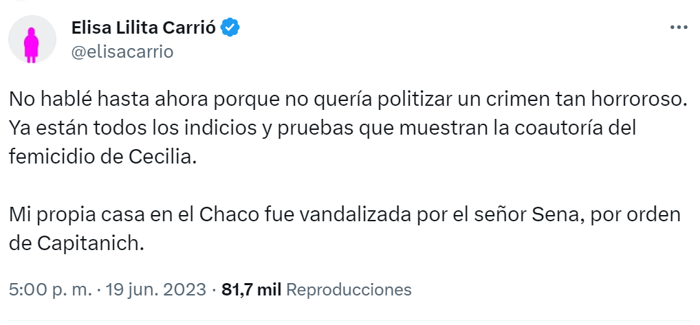 El mensaje de la referente de Juntos por el Cambio