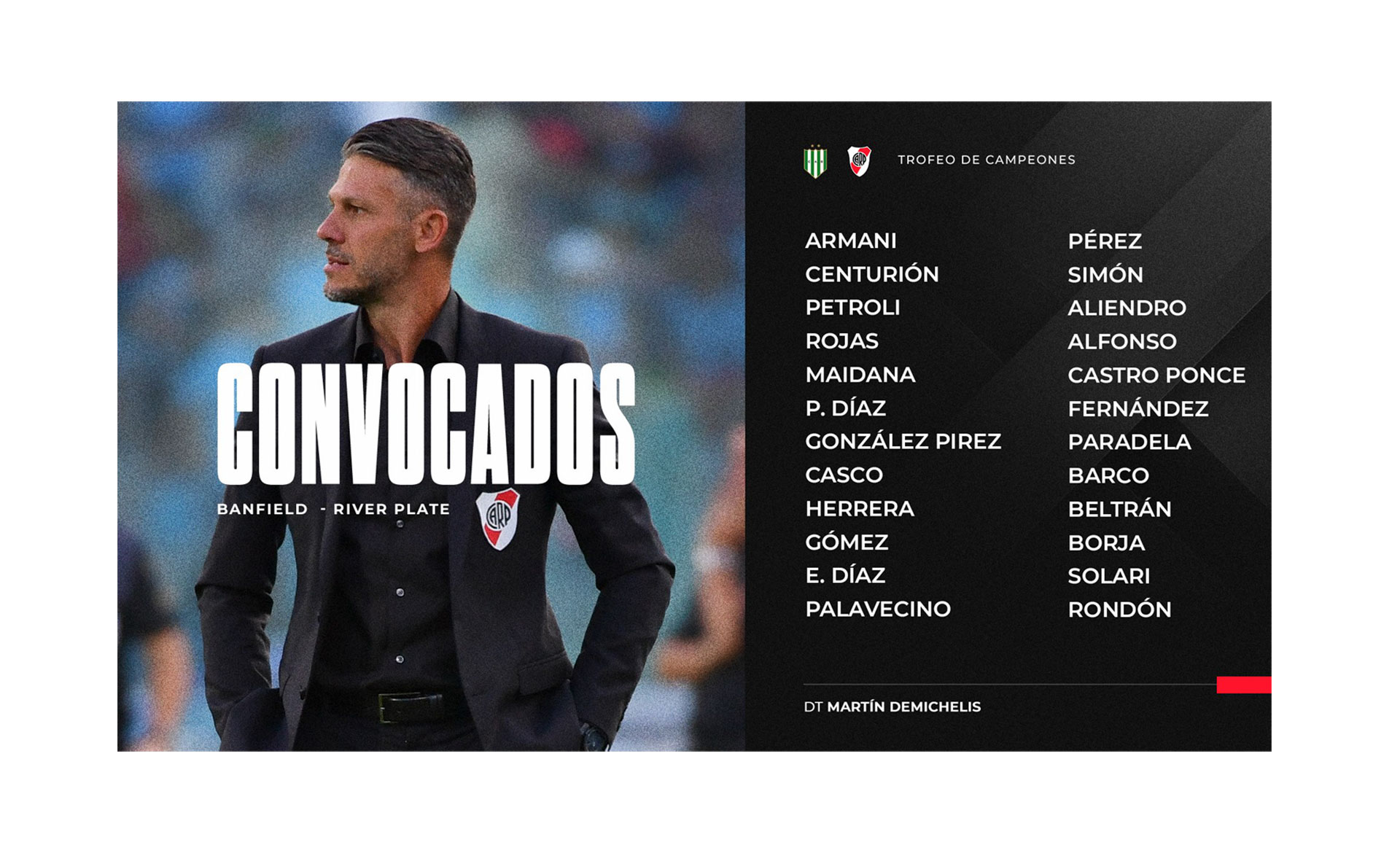 Los convocados de River Plate para enfrentar a Banfield