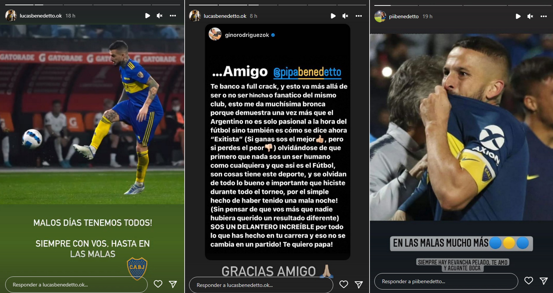 Los mensajes de apoyo de Lucas y Pipi, hermanos de Darío Benedetto (Instagrama)
