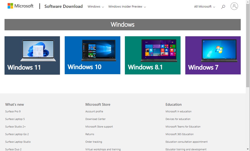 Centro de descargas de actualizaciones del sistema operativo Windows (Captura)