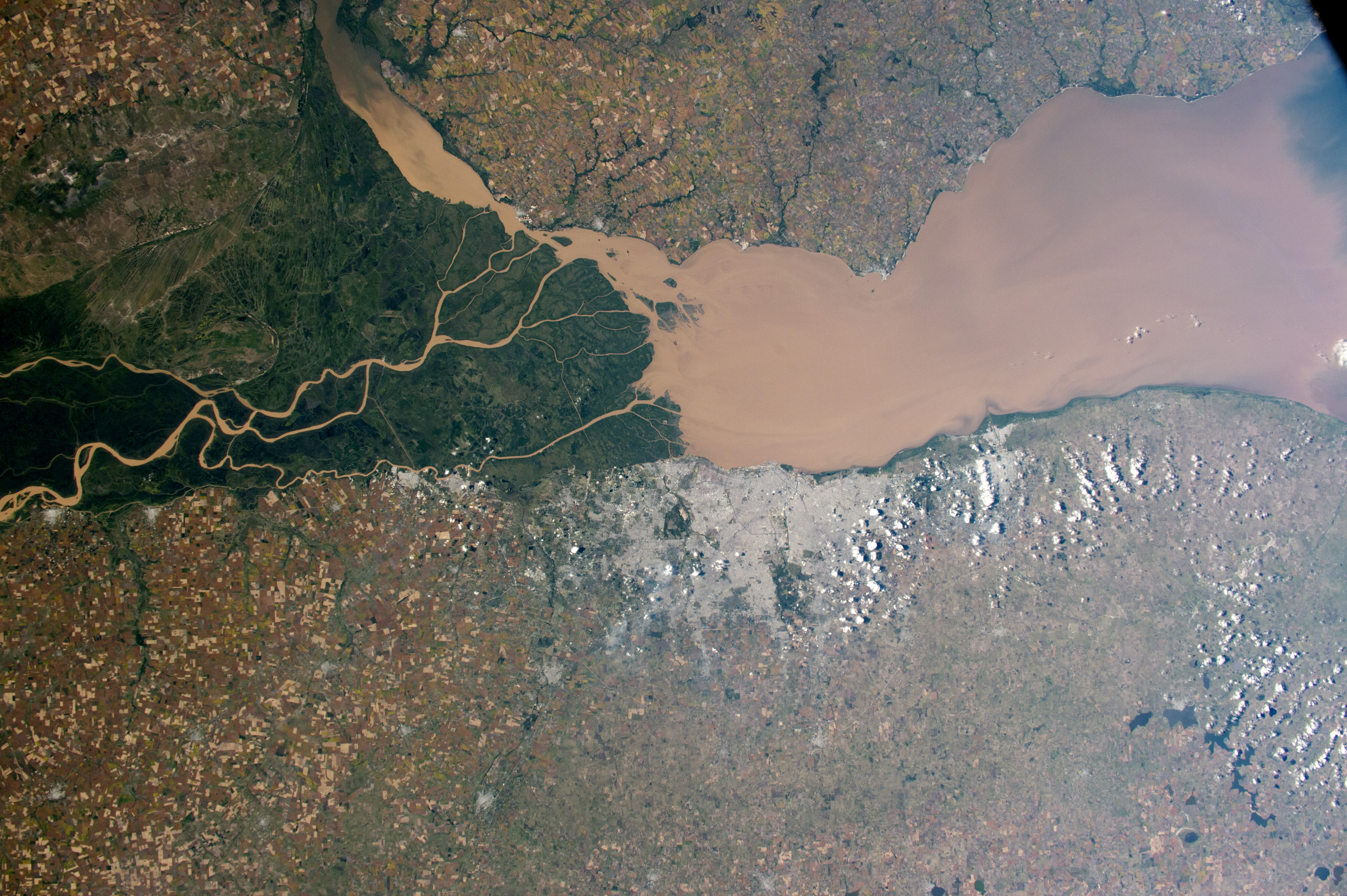 Delta y los pantanos verdes del río Paraná en la costa atlántica de Argentina