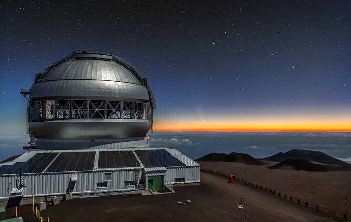 El telescopio Gemini North en Maunakea en Hawái, y que captó la imagen es uno de los dos telescopios del Observatorio internacional Gemini, un programa de NOIRLab de NSF, de EEUU.