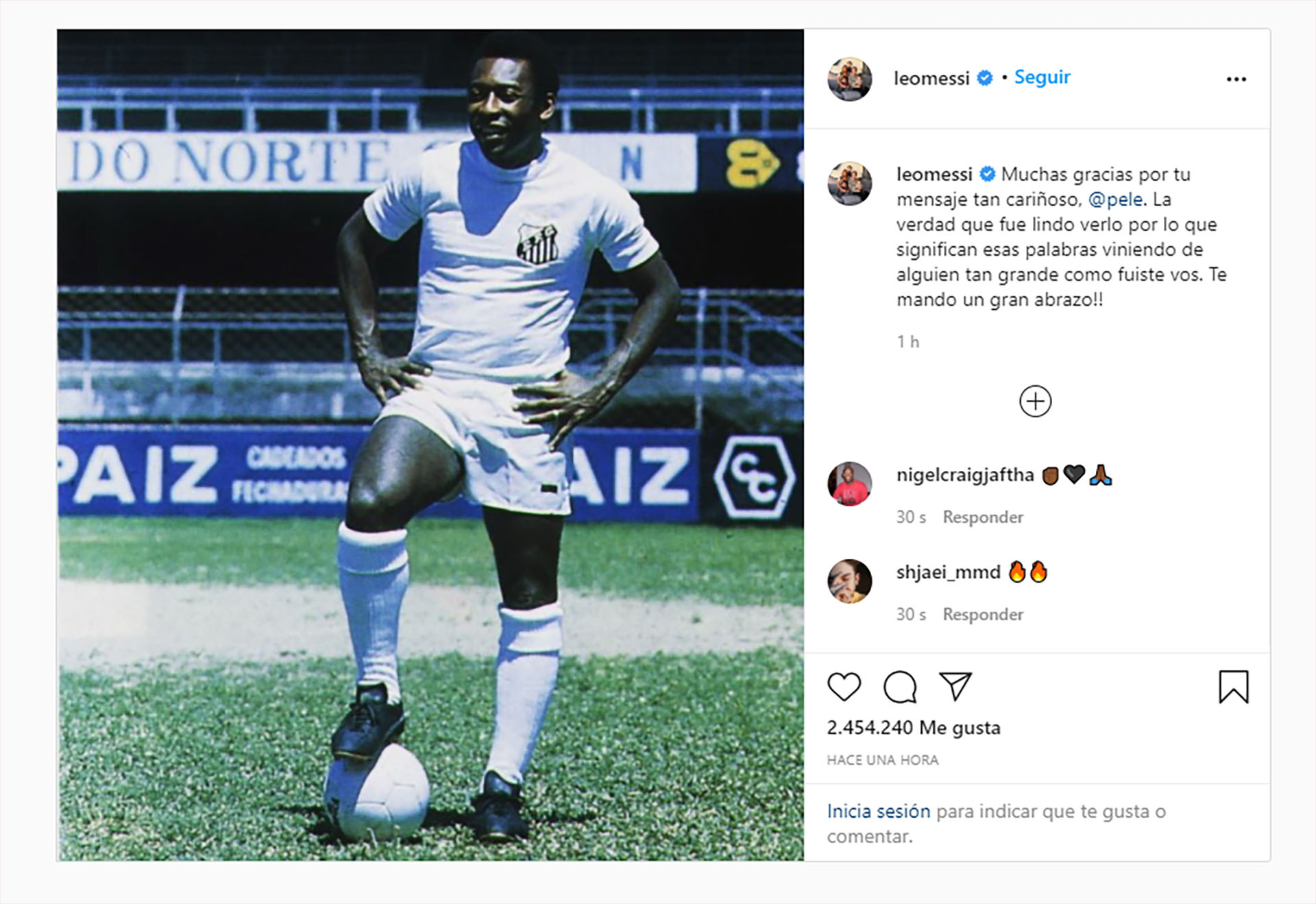 El mensaje de Messi para Pelé