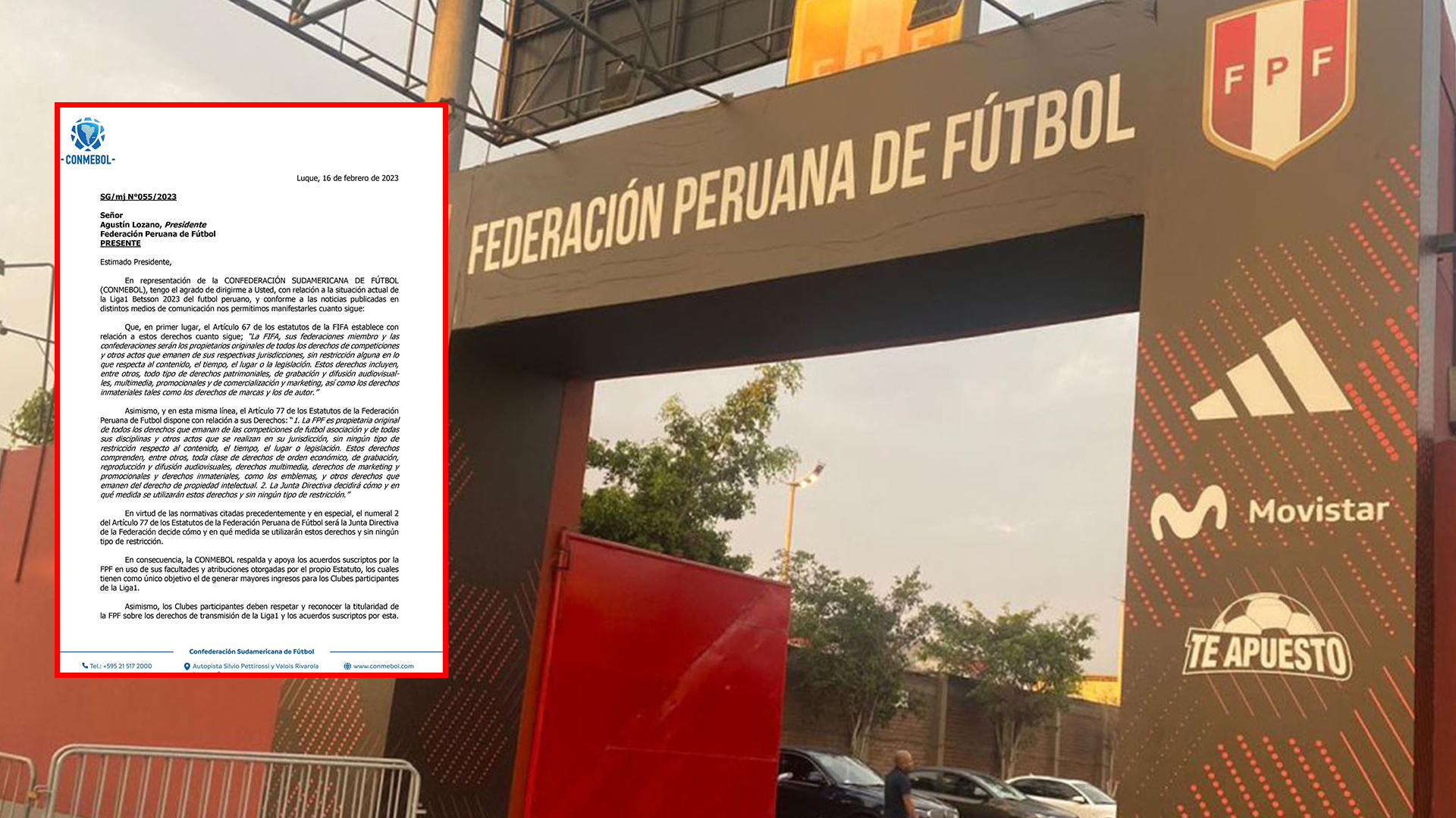 Federación Peruana de Fútbol recibió apoyo de Conmebol en el marco de la disputa por los derechos de TV.