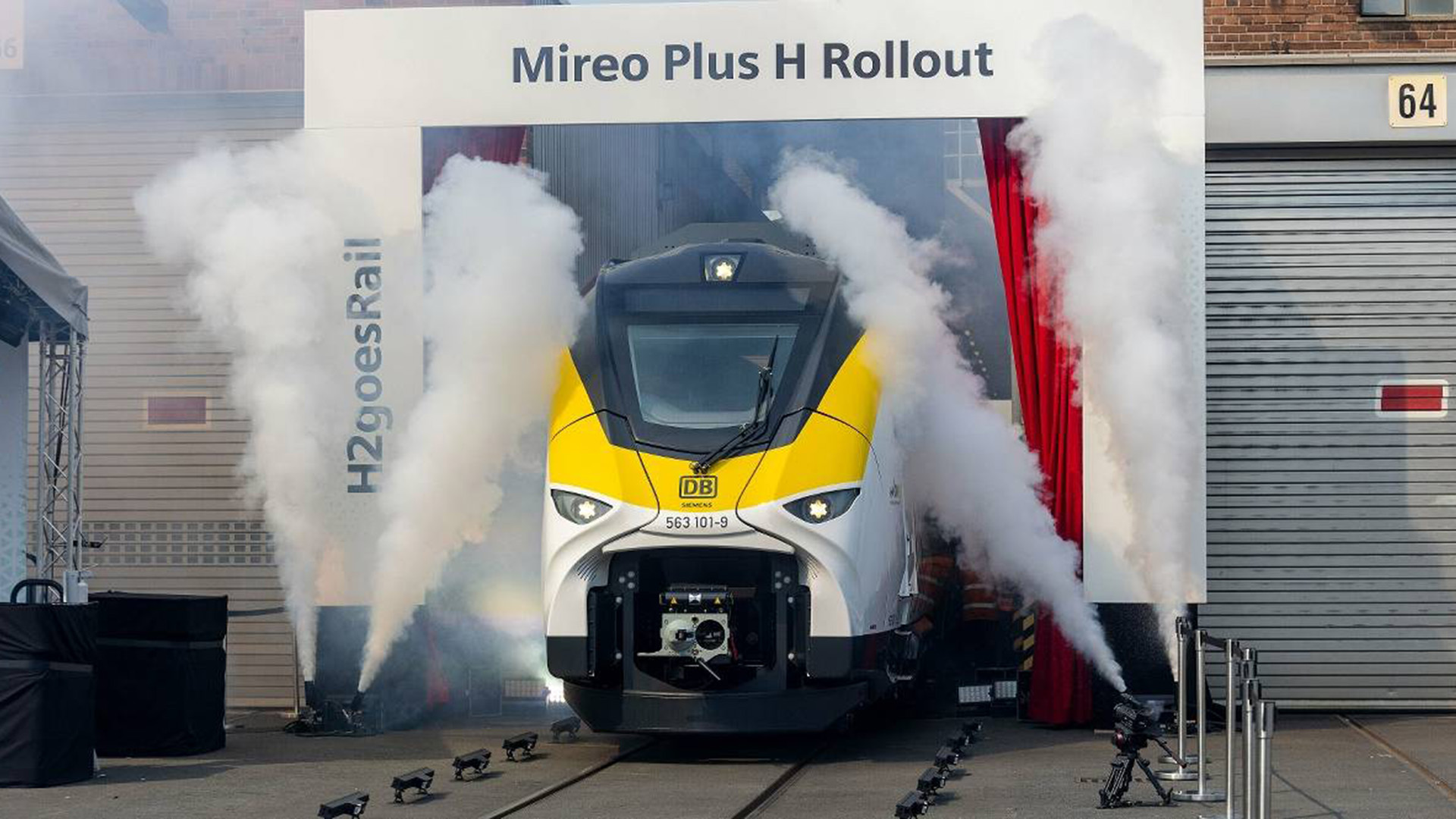 La presentación del Mireo Plus H este jueves en Alemania. El tren es eléctrico pero no va conectado a las vías, sino alimentado por pila de combustible de hidrógeno