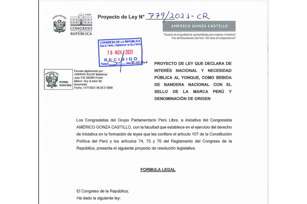 Congreso busca declarar el yonque como bebida nacional en un país con preocupantes cifras de alcoholismo