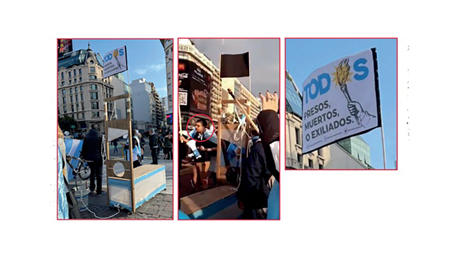 El 9 de julio hicieron una protesta en la 9 de Julio y llevaron una guillotina