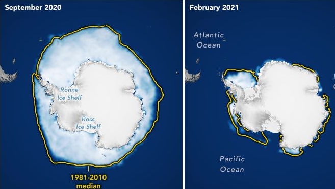 El hielo marino de la Antártida se redujo a la menor superficie de su historia