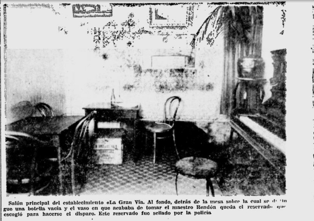 Fotografía del café La Gran Vía, en donde Rendón se suicidó hace 91 años. Imagen: Captura de pantalla de news.google.com