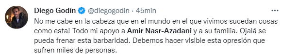 Mensaje de Diego Godín en apoyo a Amir Nasr-Azadani