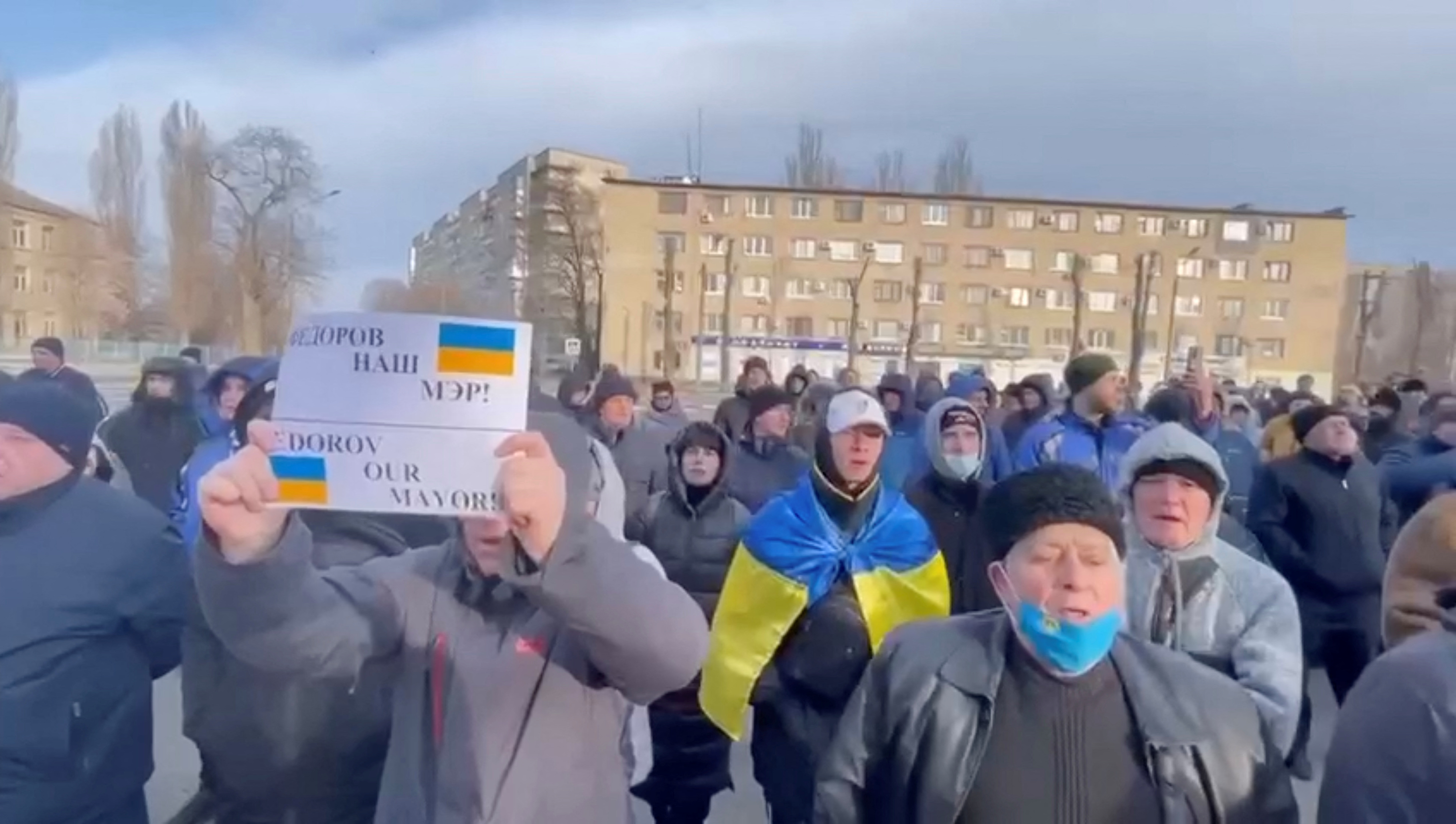 Protestas en Melitopol contra la detención del alcalde, Ivan Federov  (REUTERS)
