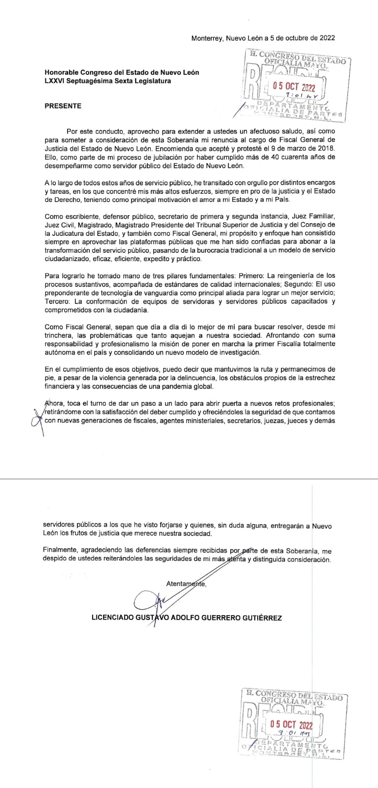 Adolfo Guerrero presentó su renuncia como fiscal general de justicia de Nuevo León a dos años de concluir su periodo en el cargo (Foto: Especial)