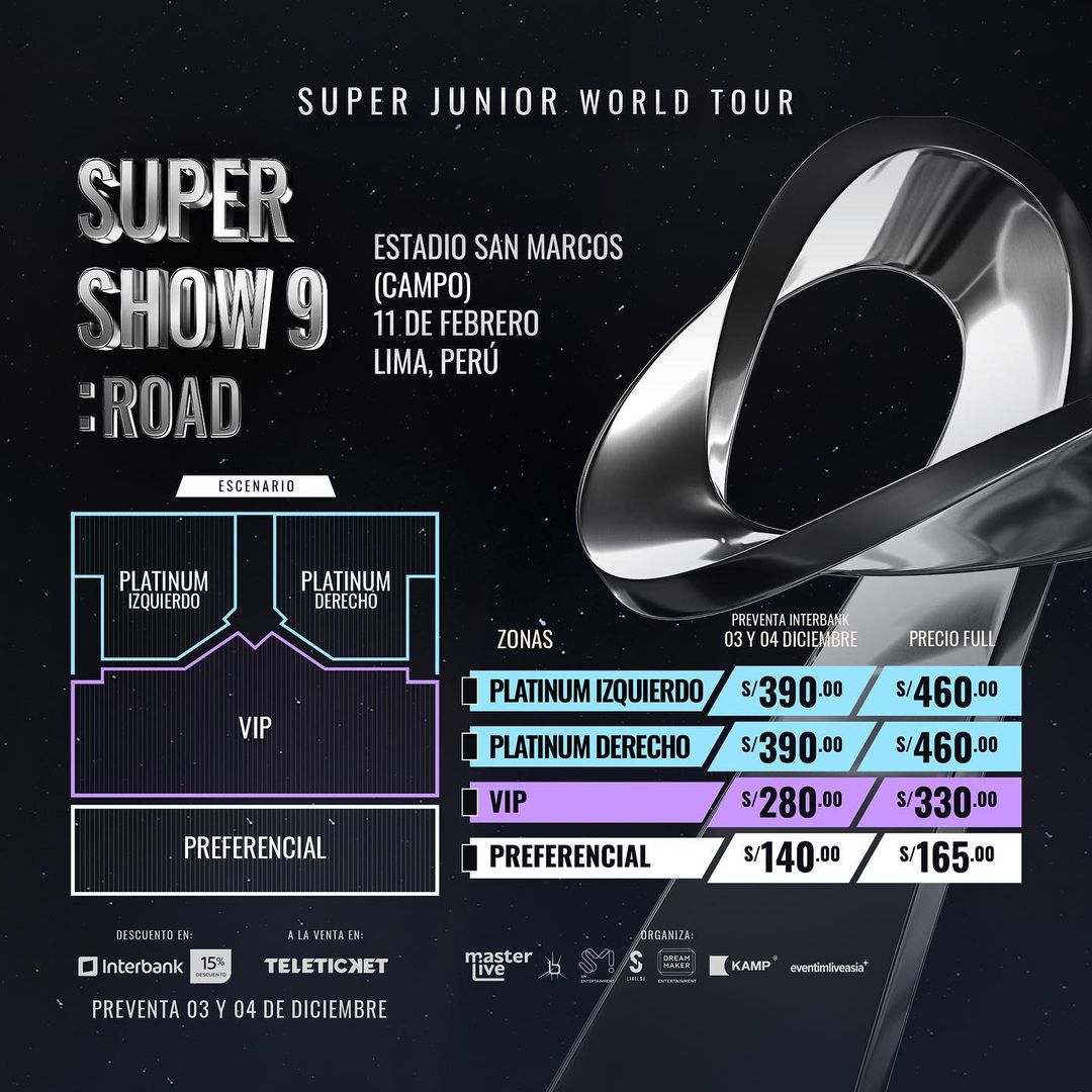 Precios de las entradas para el concierto de Super Junior en Lima.