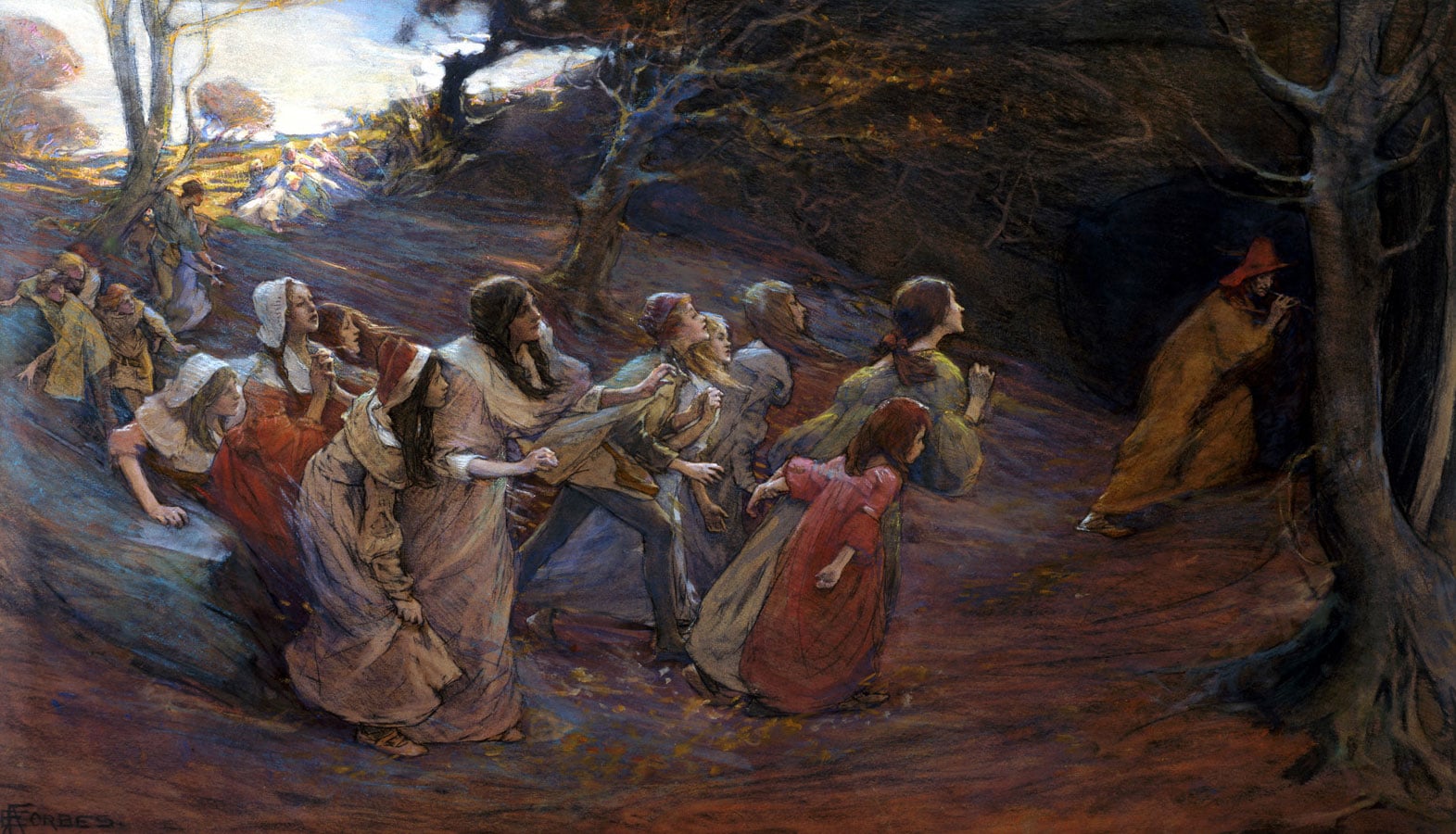 "El flautista de Hamelin", de la pintora canadiense Elizabeth Forbes 