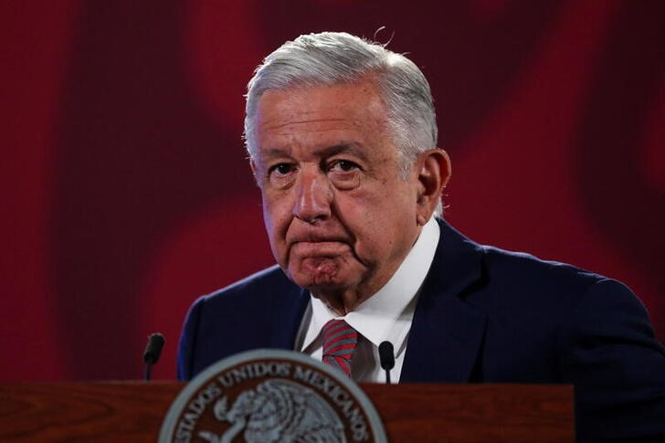 FILE PHOTO.  Mexico's President Andrés Manuel López Obrador gestures during a press conference at the National Palace in Mexico City, Mexico.  June 20, 2022. REUTERS/Edgard Garrido