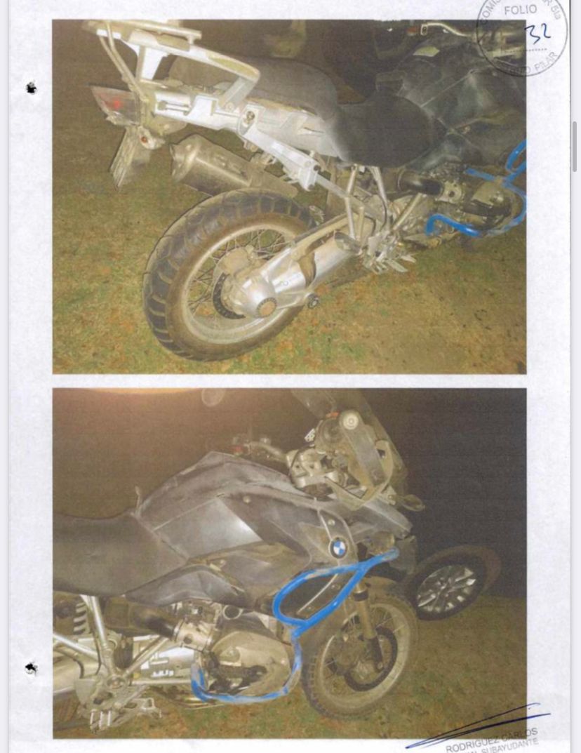 La moto BMW del empresario Andrés Blaquier, asesinado en Pilar