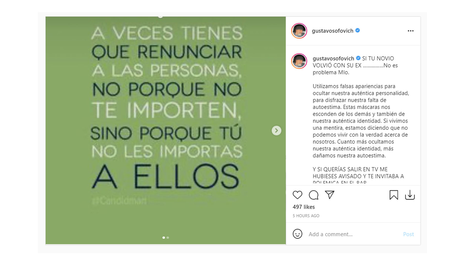 El descargo en Instagram de Gustavo Sofovich
