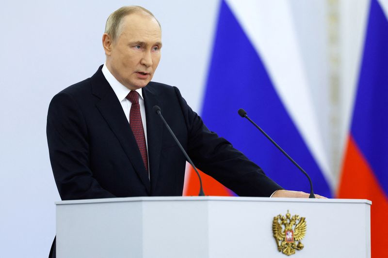 Putin brindó un discurso para comunicar la anexión de los territorios tras la celebración de "referendos", que han sido condenados por Kiev y numerosos países del mundo, en Moscú (REUTERS)