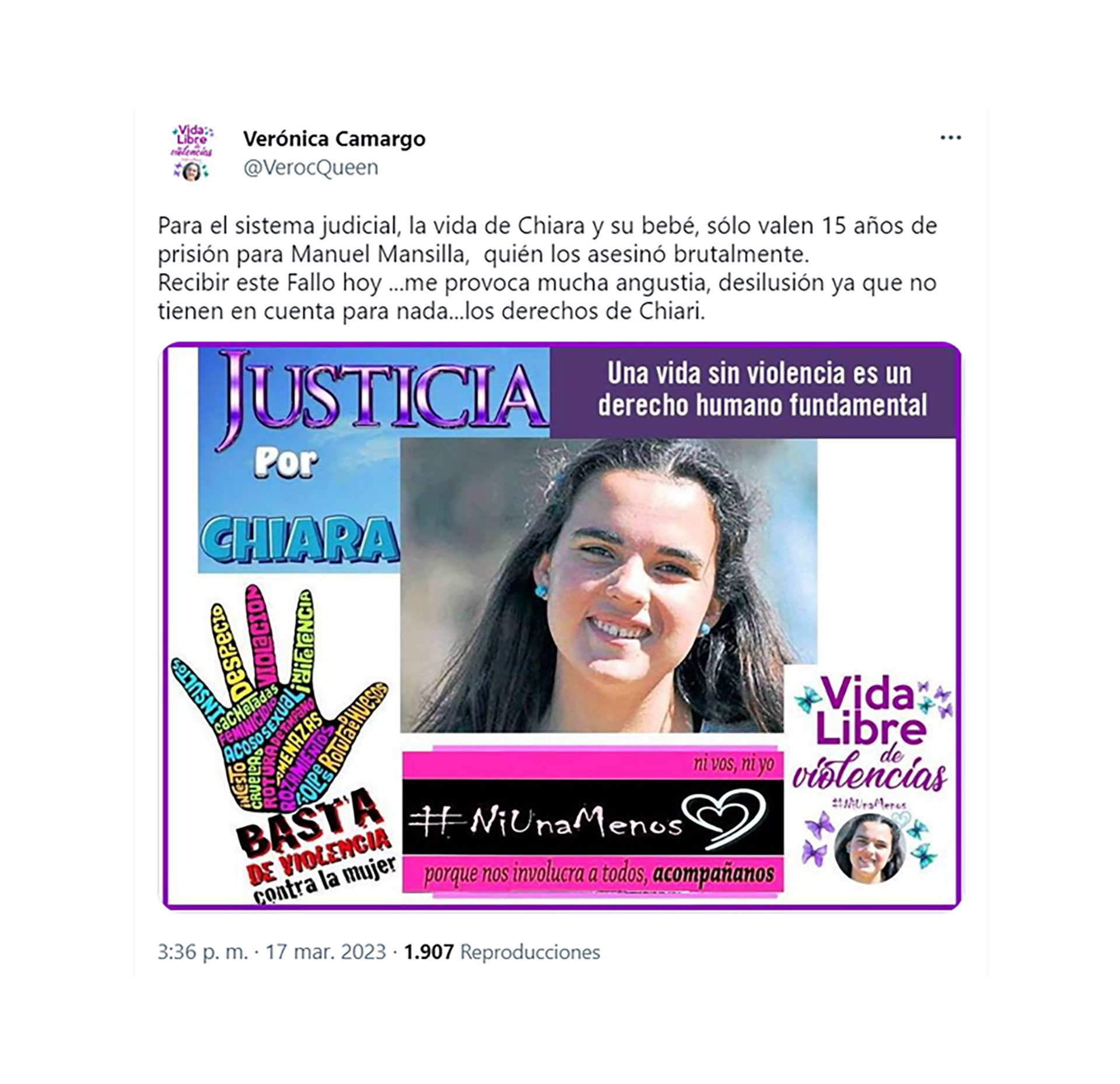 El tuit de la mamá de Chiara luego de conocer el fallo