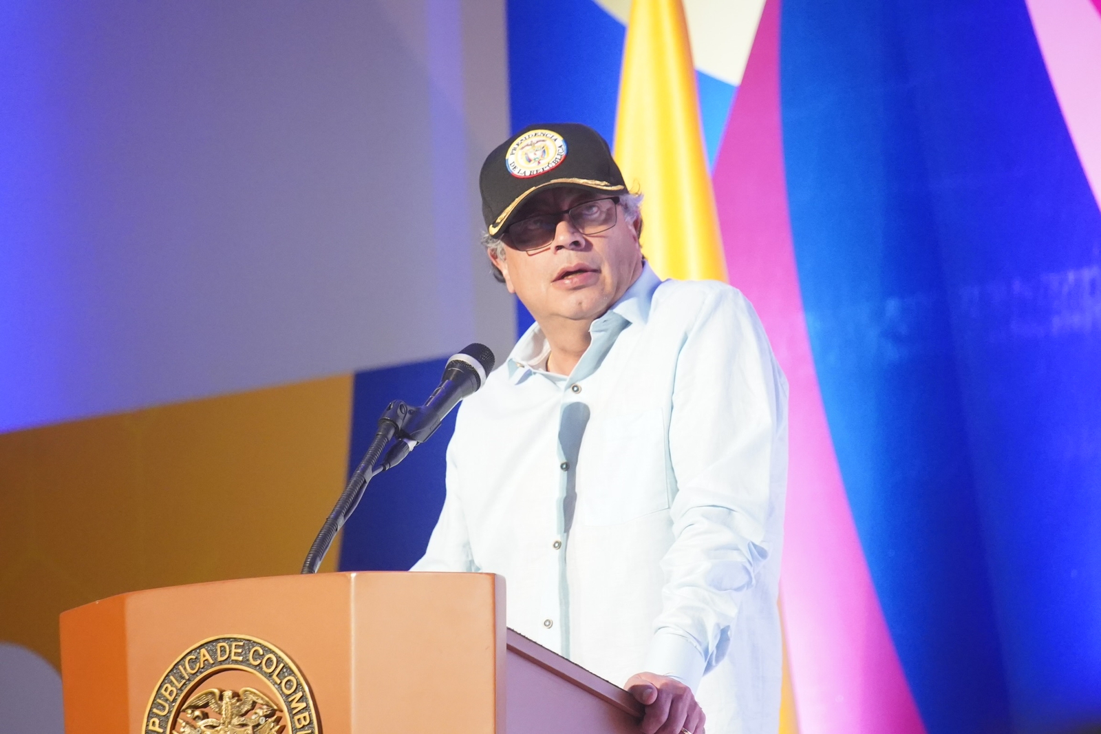 El mandatario colombiano en su intervención que hizo en el Congreso Nacional de Municipios que se llevó a cabo en Cartagena. Foto Presidencia.